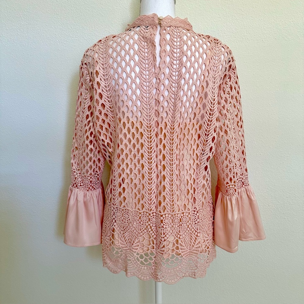 Dolce Cabo Crocheted Lace Blush Pink Top Size XL - Picture 2 of 3
